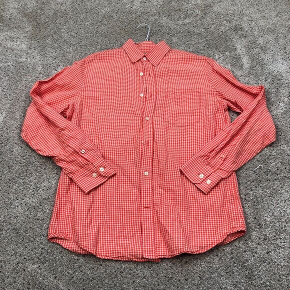 Banana Republic Shirt Adult Small 14 14.5 Red Check Button Up Woven Preppy Mens - Picture 1 of 9